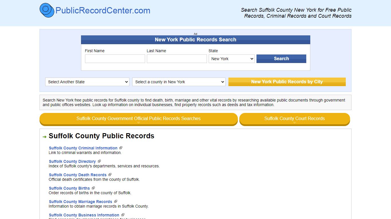Suffolk County New York Free Public Records - Court ...