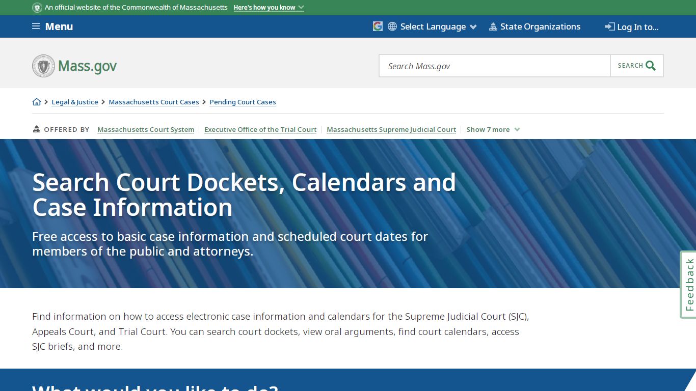 Search Court Dockets, Calendars and Case Information ...